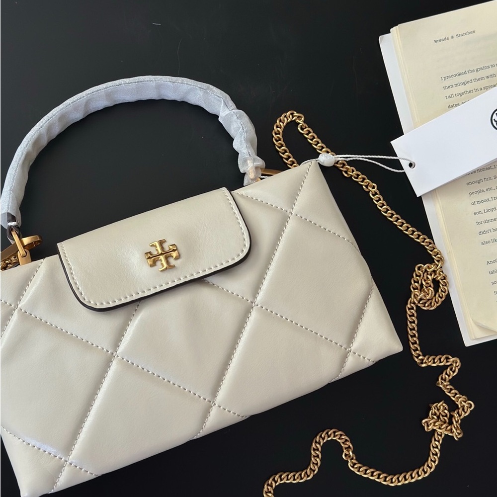 Tory Burch Quilted Mini Top-Handle Satchel in Cream with Gold Hardware - Picture 8 of 8